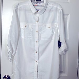 Eddie Bauer Mountain Ripstop Shirt- L White NWT